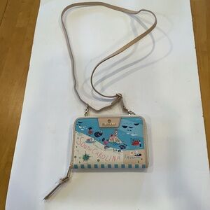 Spartina 449 Beige and Light Blue South Carolina Map Crossbody